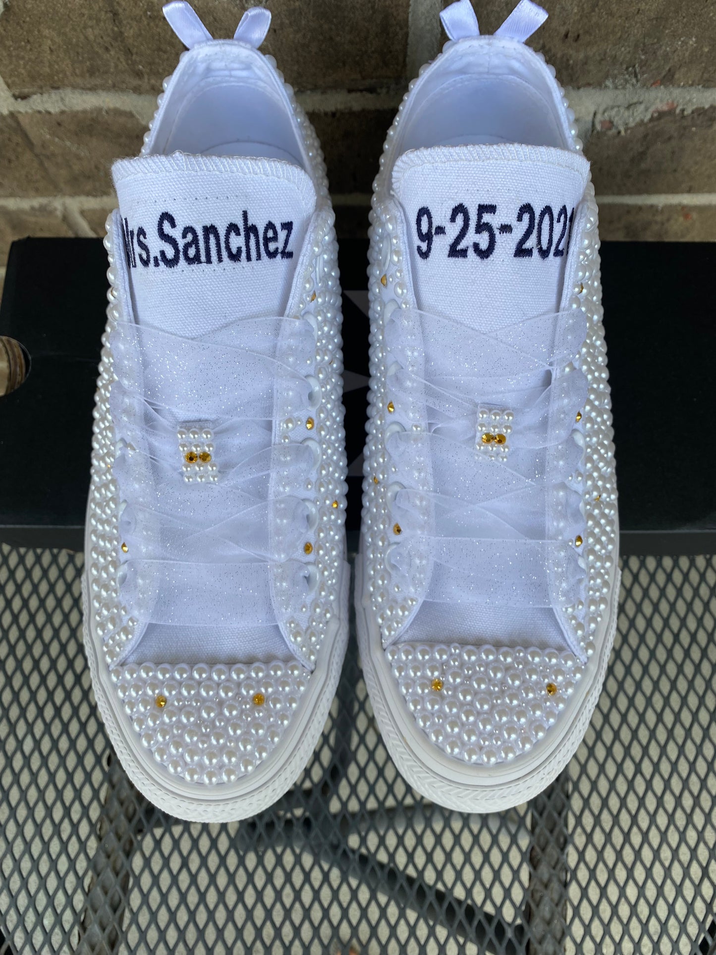 Bling Embroidered Wedding Converse