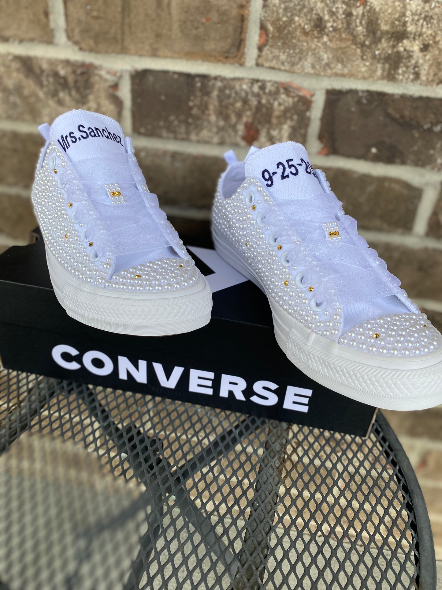 Bling Embroidered Wedding Converse