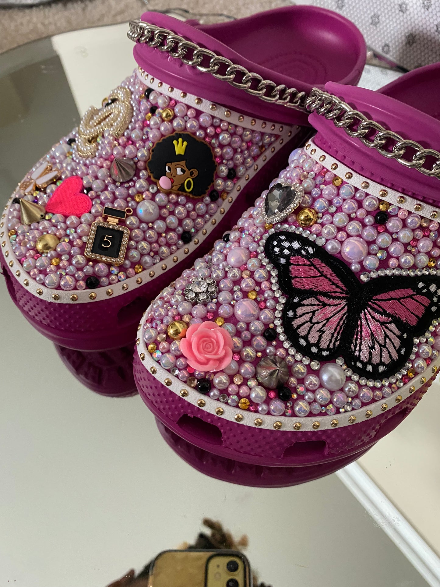 Pink Butterfly Bling Crocs Footwear - CrocsBox