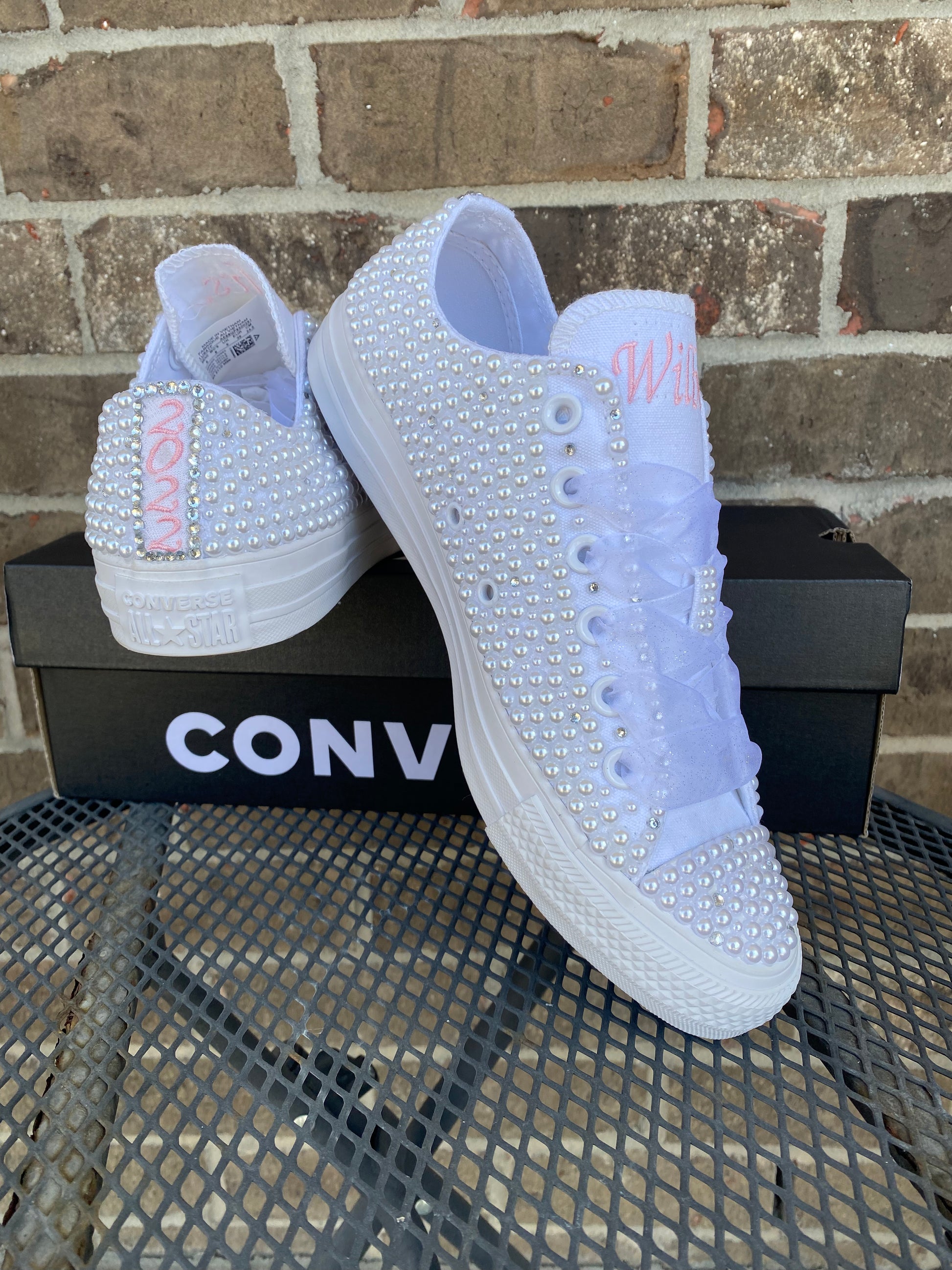 Blue wedding converse on sale